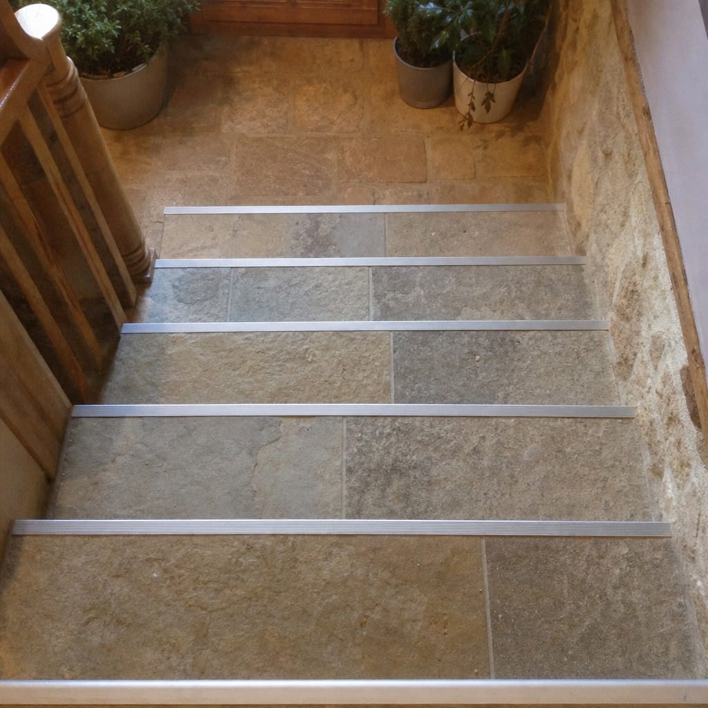 Customer photo review of Tile-In Aluminium Stair Nosing Step Edging | 34mm × 11mm for 10mm Tiles