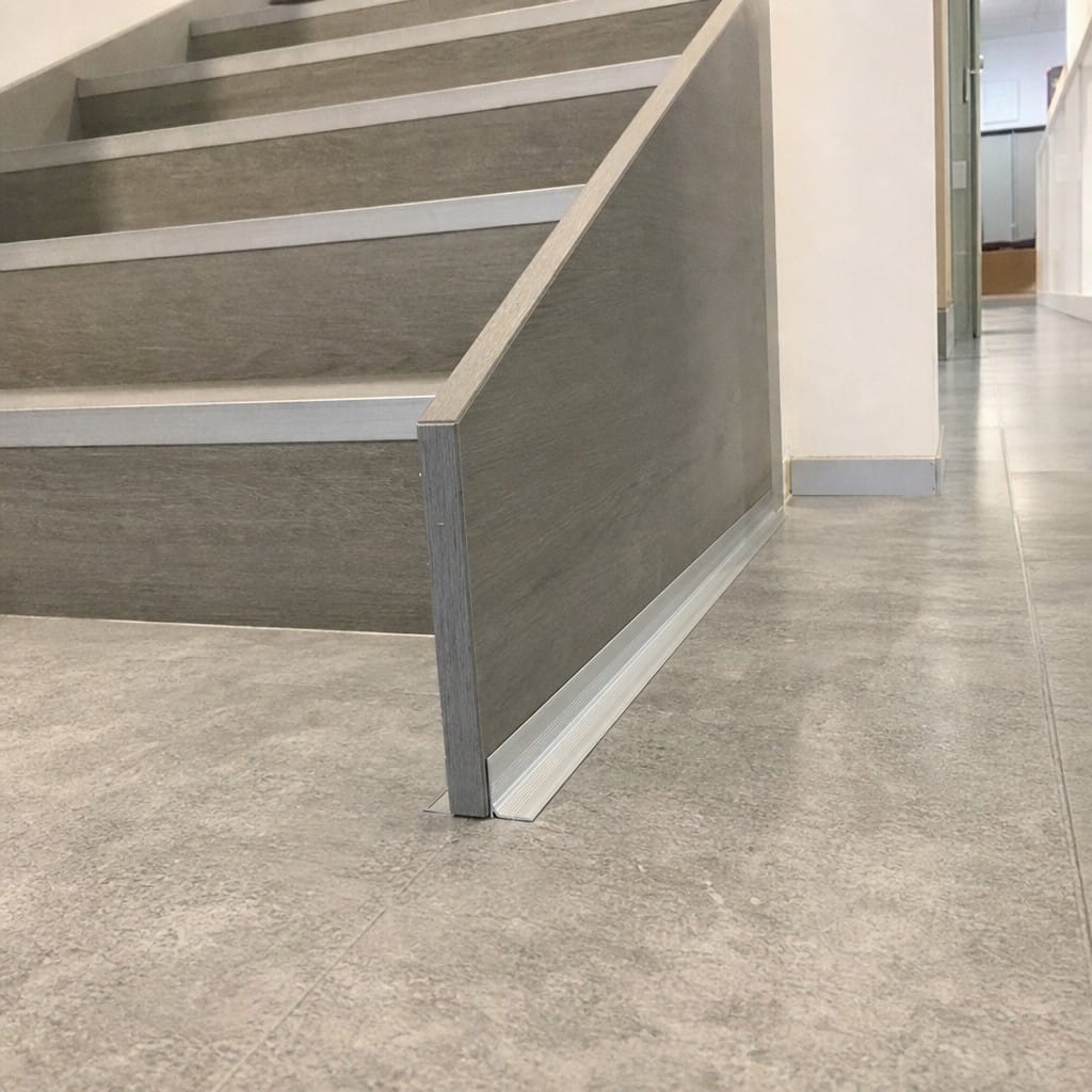Customer photo review of Aluminium Stair Corner Trim 25mm Inner Angle for 3mm LVT Floors
