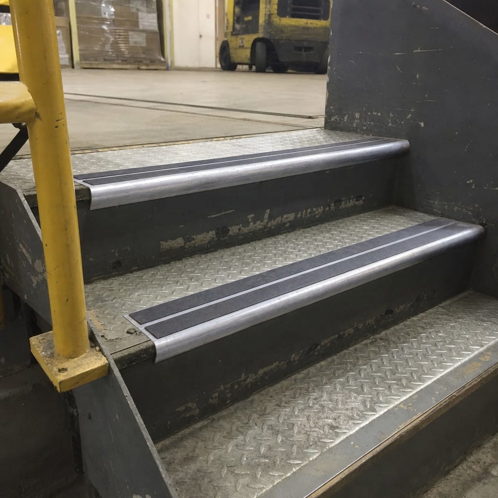 Customer photo review of Aluminium Stair Nosing 90mm Bullnose Twin Insert, 2.44m