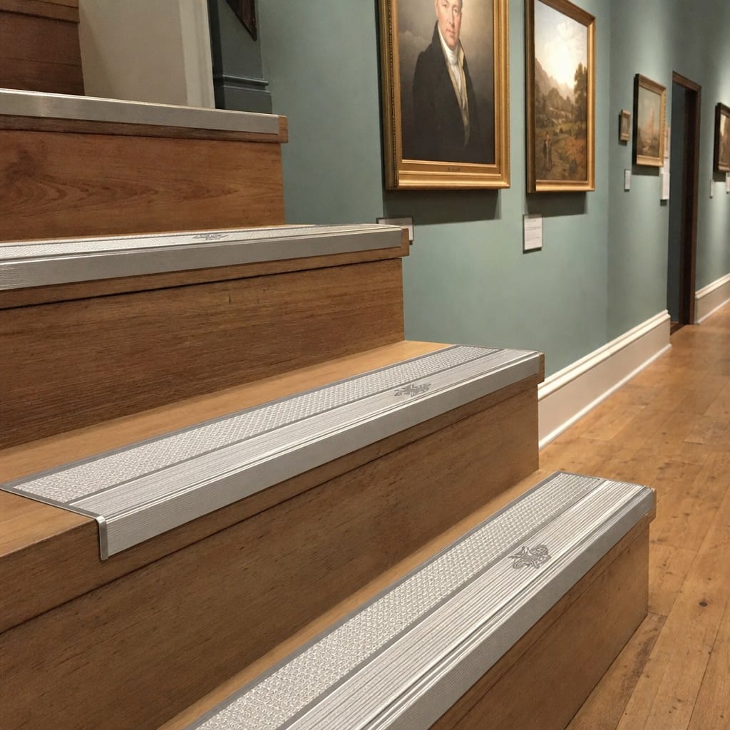 Customer photo review of Aluminium Stair Nosing 87x40mm External Bullnose, Tredsafe Insert