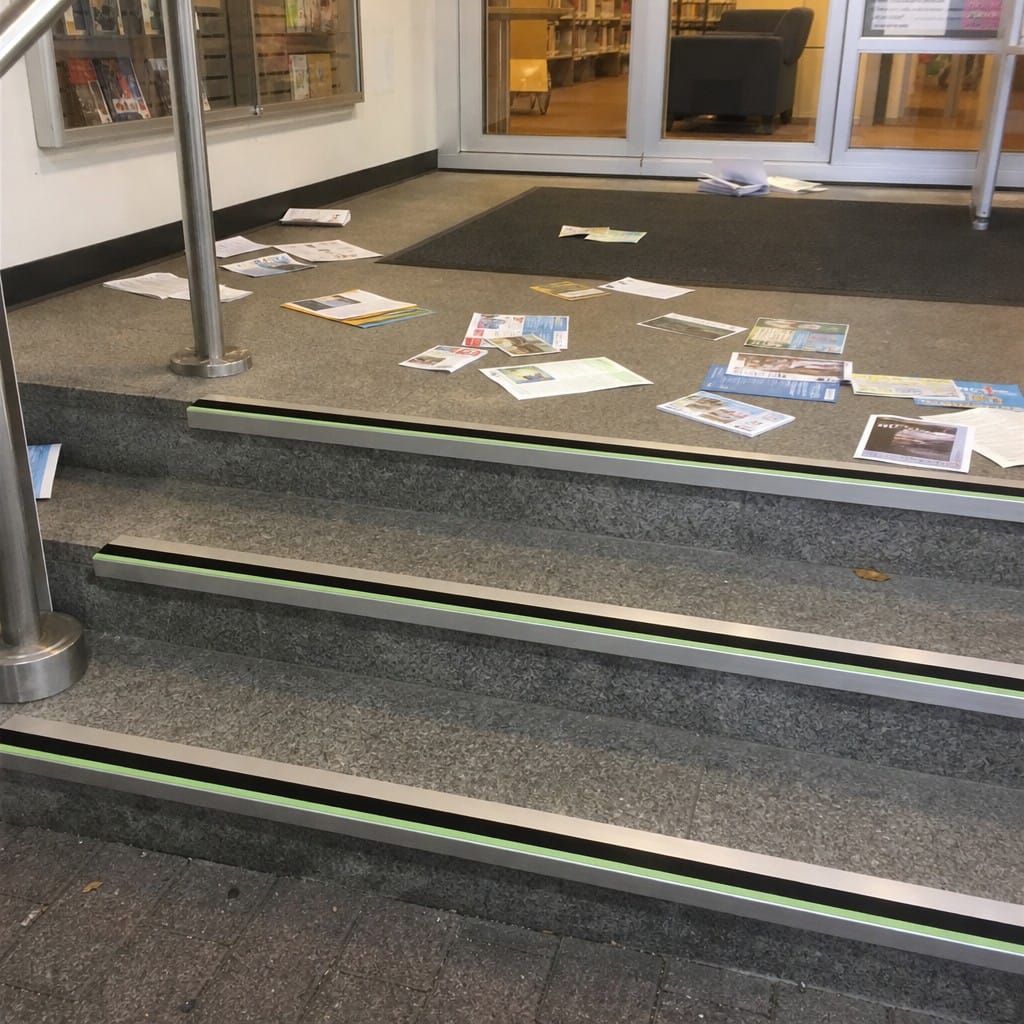 Customer photo review of Aluminium Stair Nosing 57x55mm Photoluminescent Rake Back, DDA