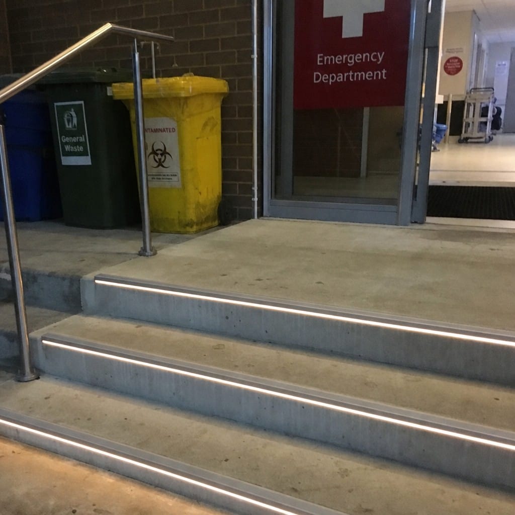 Customer photo review of Aluminium Anti Slip Stair Nosing 76.5mm x 26mm, Light Down for Safety on Stairs