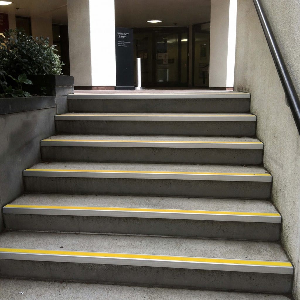Customer photo review of Aluminium Stair Nosing 60x32mm Heavy Duty Rakeback, 11 Colours