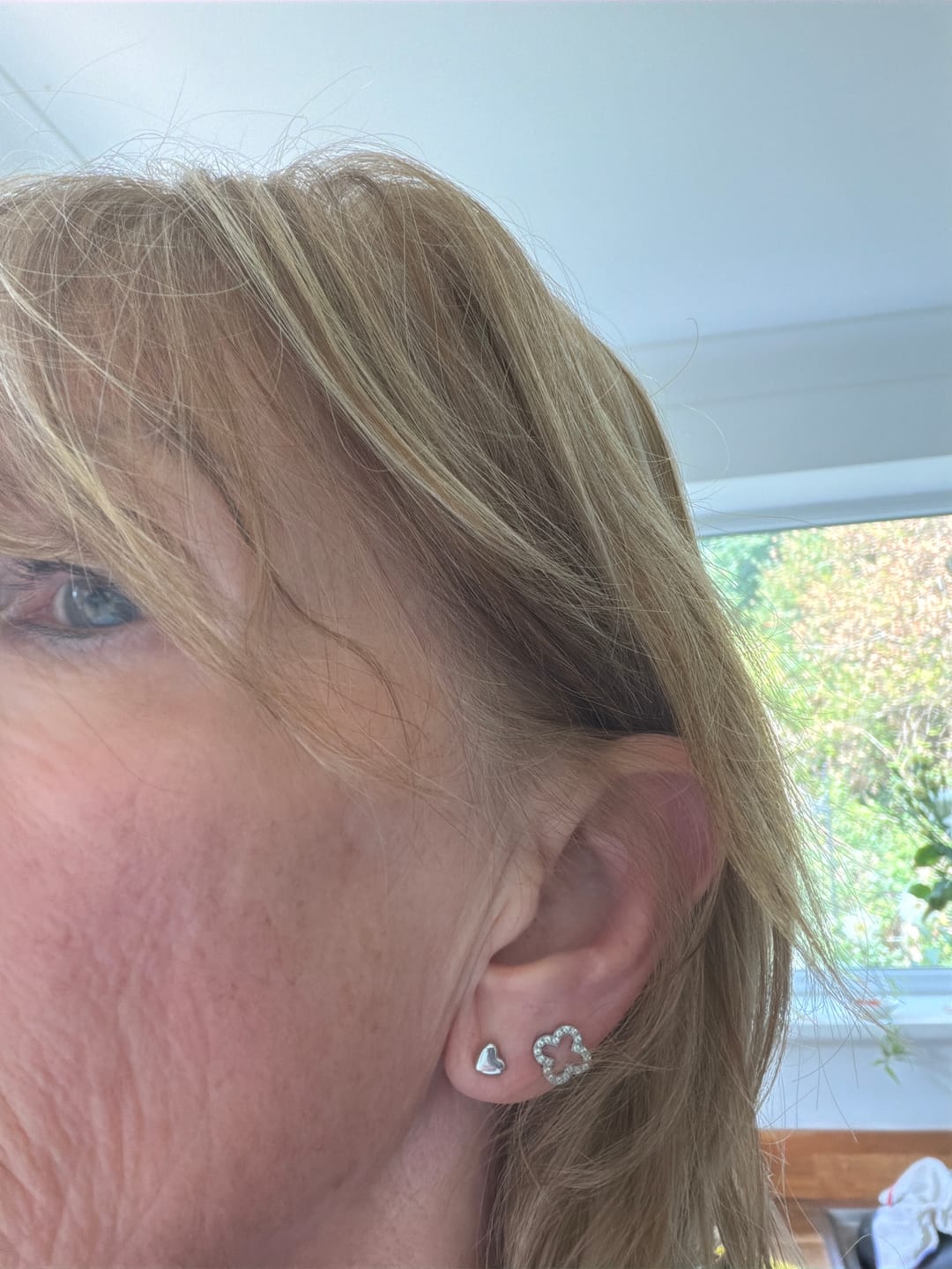 Customer photo review of Pavè Clover Studs