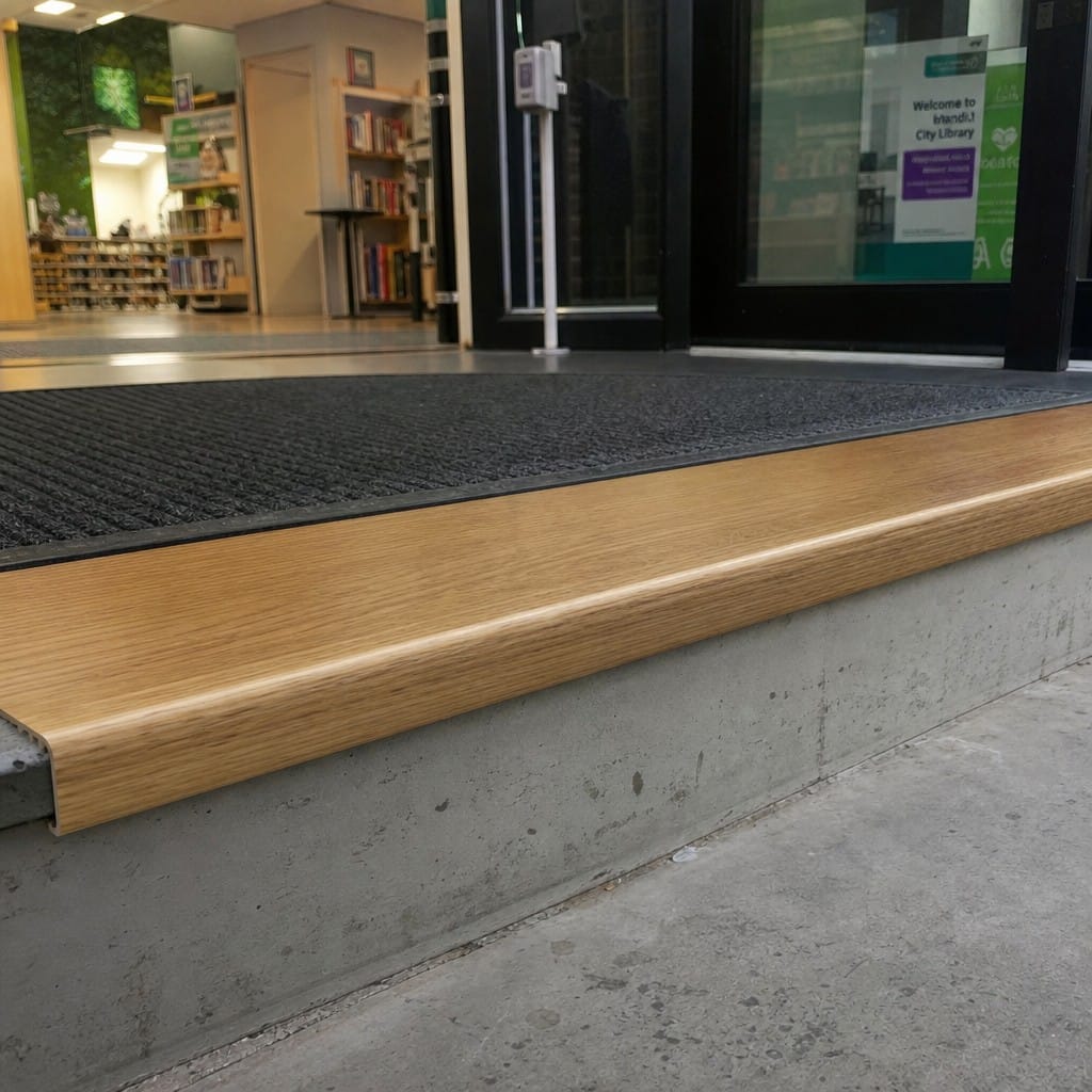 Customer photo review of uPVC Wood Effect Stair Nosing | Stair Edge Protector — 0.9m | 14 Colours