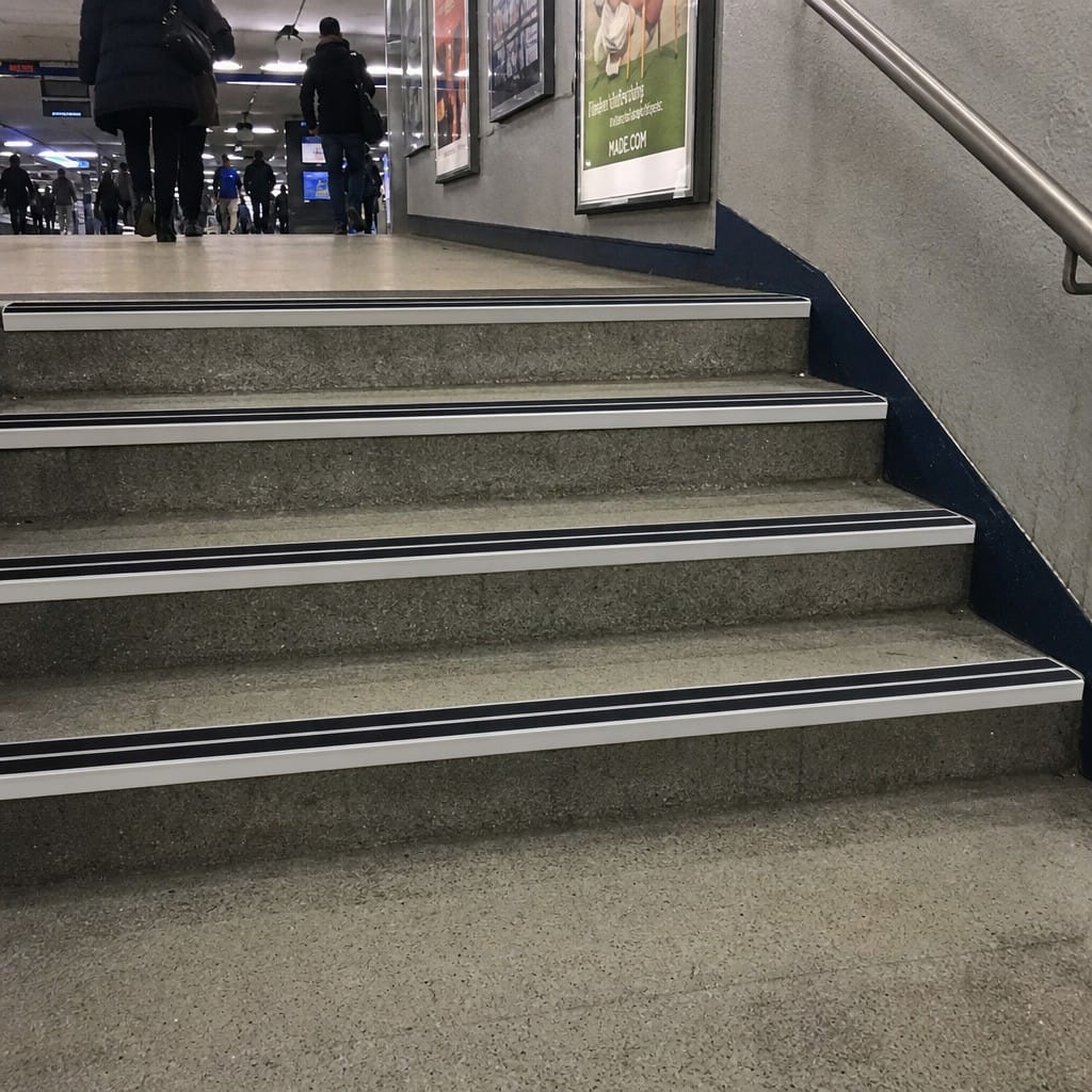 Customer photo review of Aluminium Stair Nosing 91x32mm Heavy Duty Double Anti Slip Insert