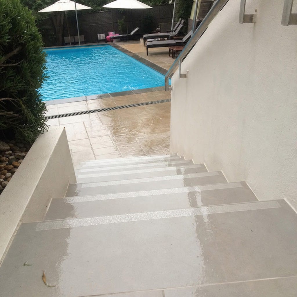 Customer photo review of Clear Anti-Slip Tape | Transparent | Silicon Carbide | 18.3m Roll | Tiles, Glass & Wood