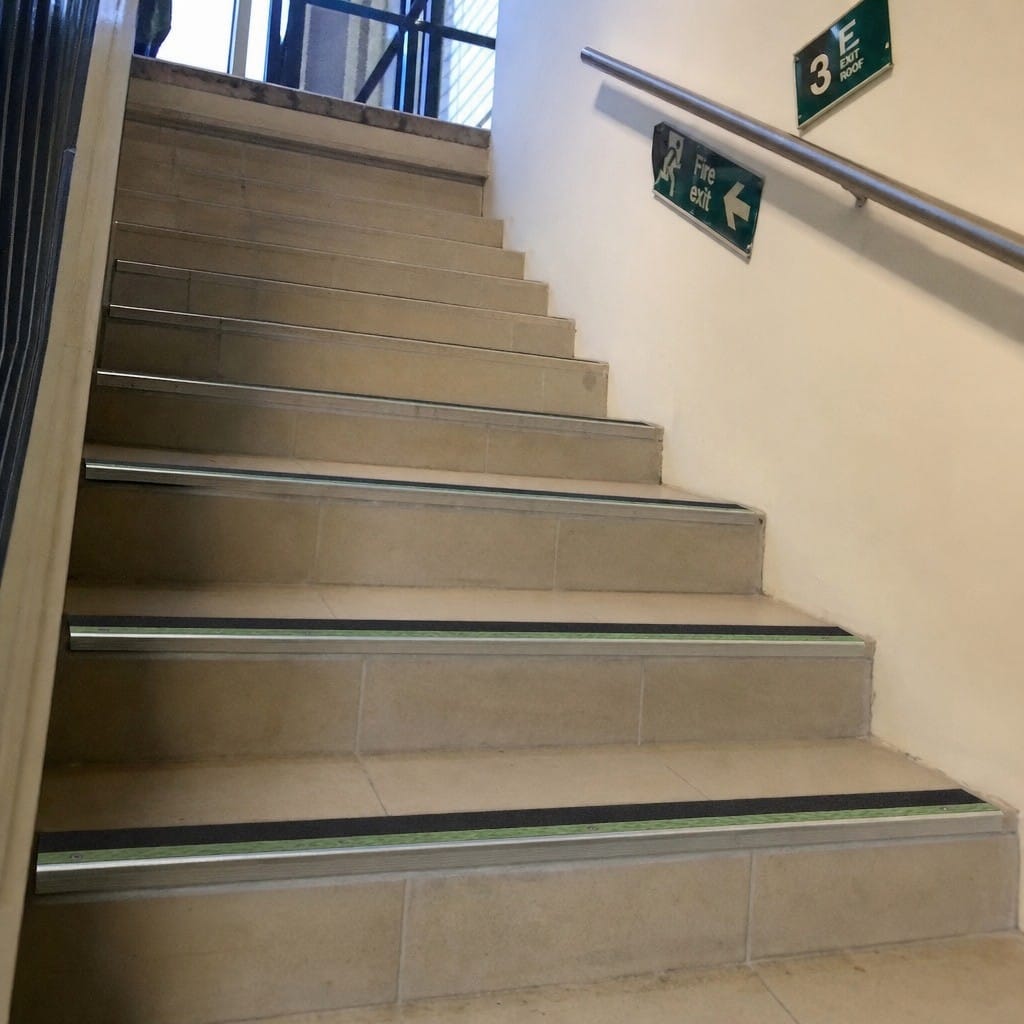 Customer photo review of Aluminium Stair Nosing 57x32mm Anti Slip Glow Edge, 11 Insert Colours