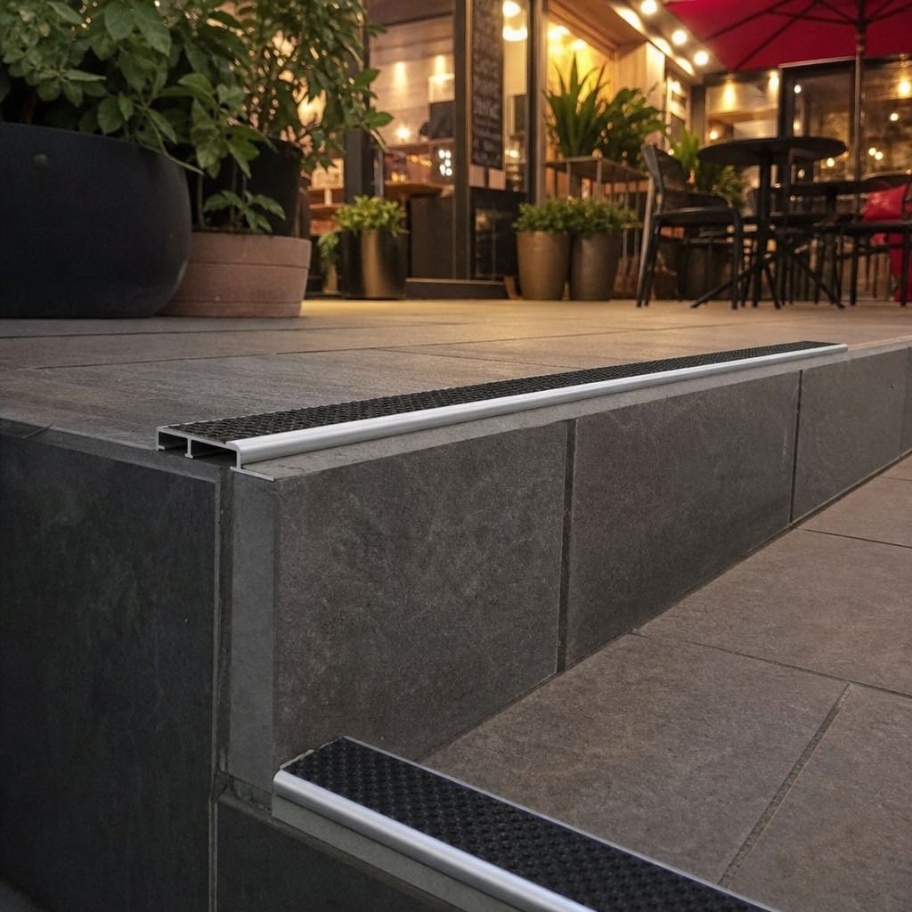 Customer photo review of Anti Slip Ceramic Stair Nosing 10mm 12.5mm Aluminium Tile