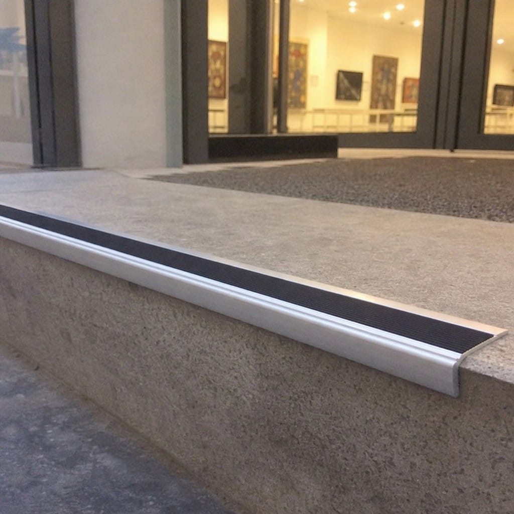 Customer photo review of Aluminium Stair Nosing 56x33mm Rake Back, Anti-Slip Insert, 4 Lengths