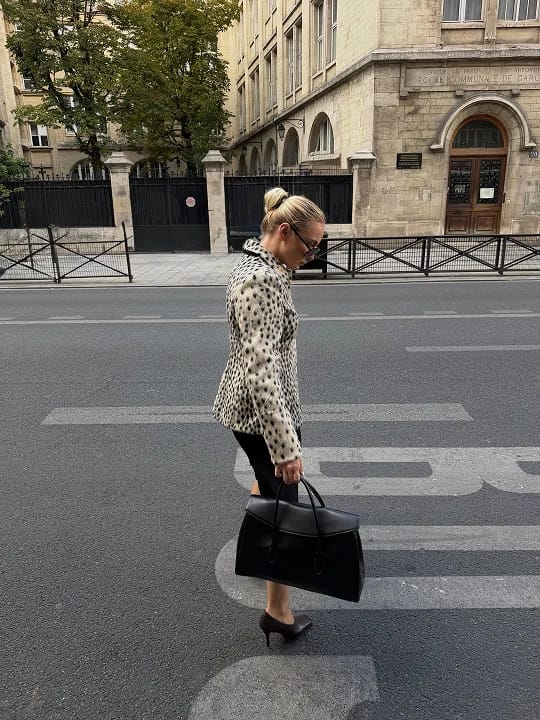 Customer photo review of Alicia Leopard Printed Faux Fur Jacket