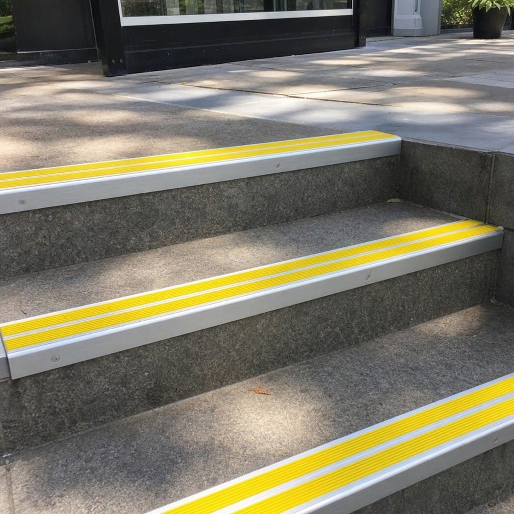 Customer photo review of Raked Double Channel Stair Nosing 90x32mm Aluminium, 1m & 2m