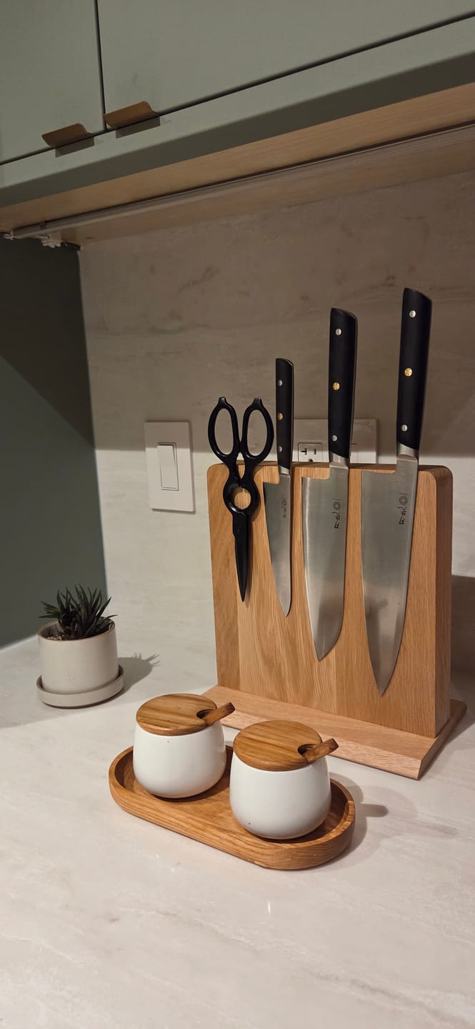 Customer photo review of Magnetic Knife Block - Oak