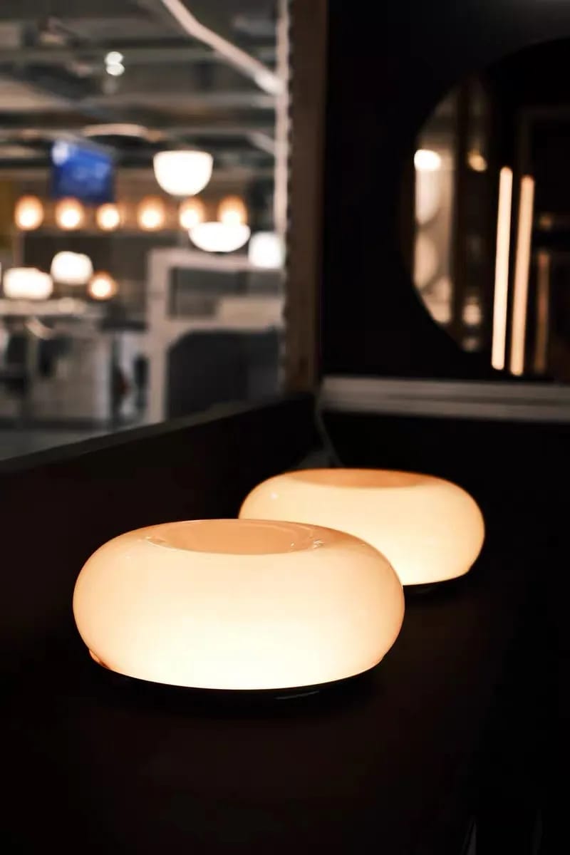 Customer photo review of Bauhaus Style Glass Donut Table Lamp