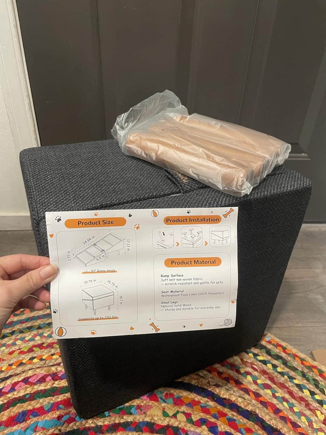 Customer photo review of 2-in-1 Foldable Dog Stairs Ramp for Bed and Couch