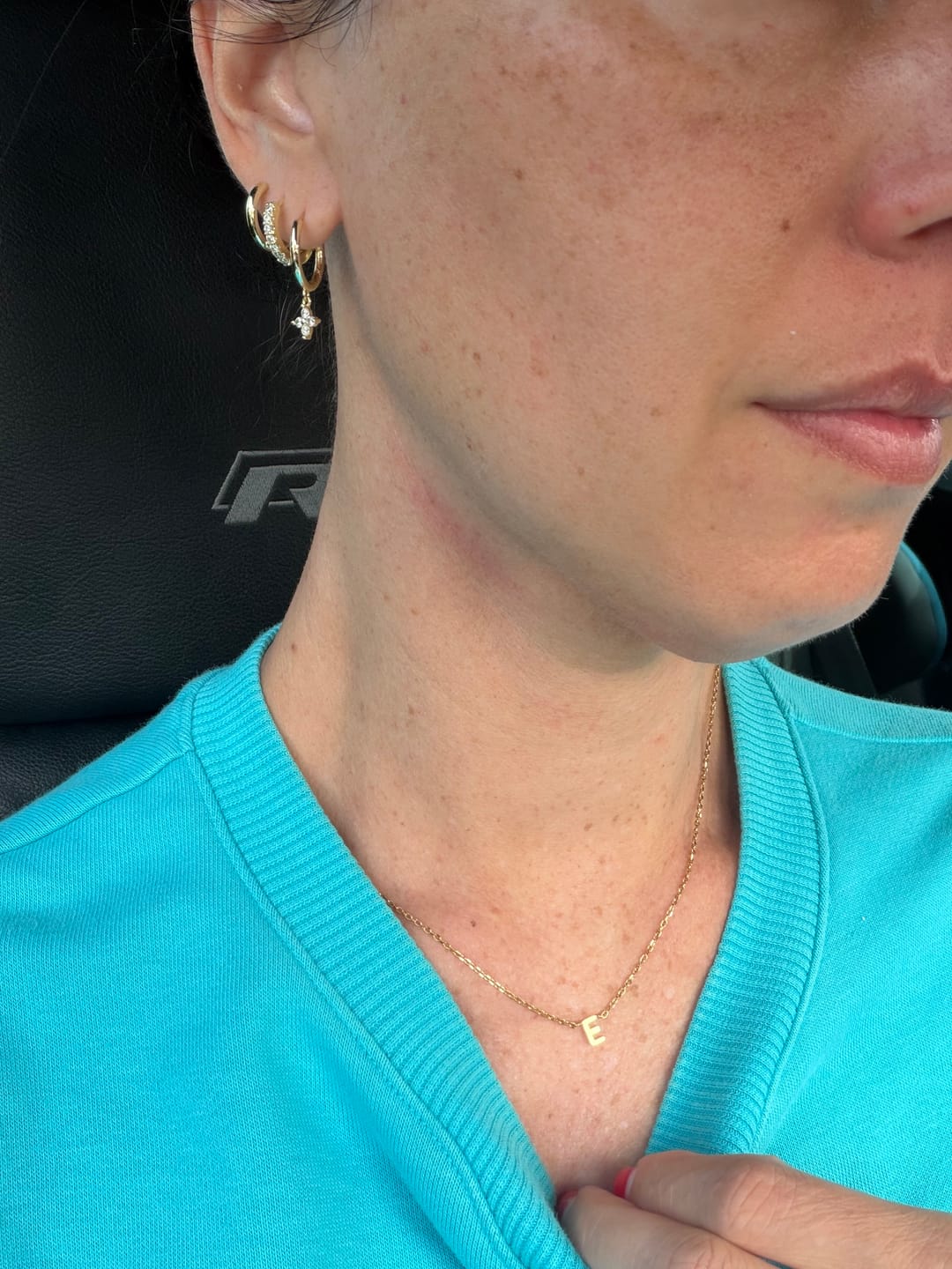 Customer photo review of The Original Single Initial Letter Necklace
