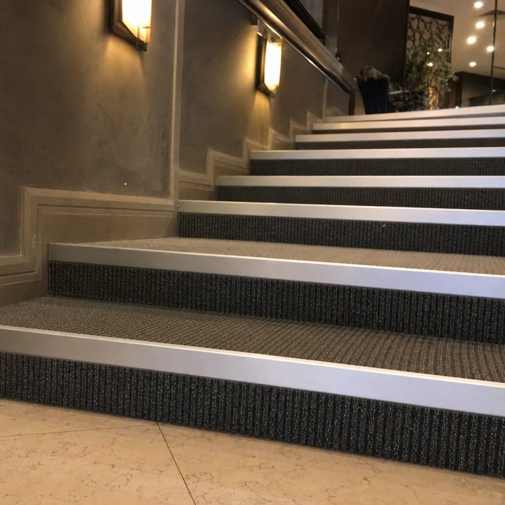 Customer photo review of Aluminium Stair Riser Cover Profile | Smooth & Anti-Slip Grooved Finish | Multiple Lengths