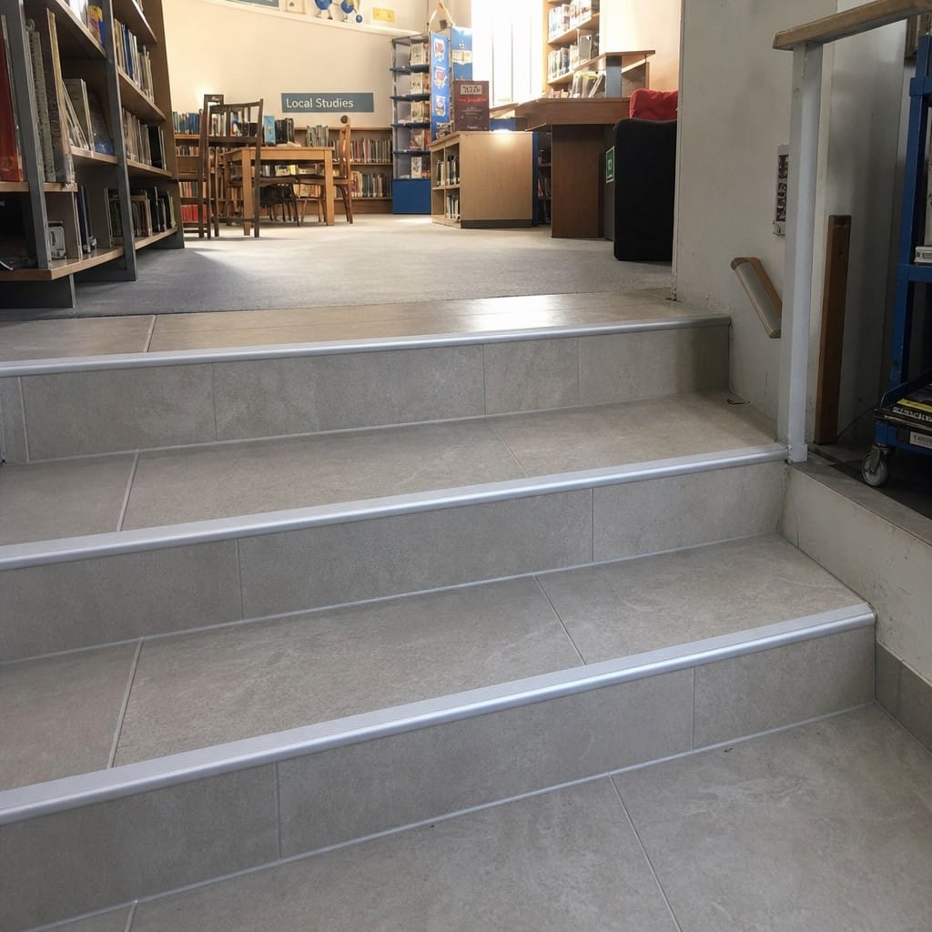 Customer photo review of Tile-In Aluminium Stair Nosing Step Edging | 34mm × 11mm for 10mm Tiles