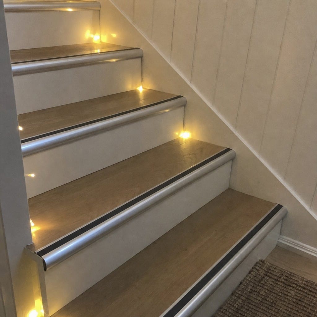 Customer photo review of Aluminium Stair Nosing 2.44m Bullnose 57mm Single