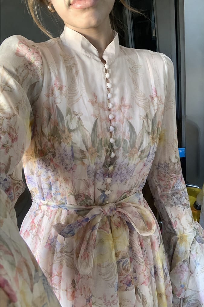 Customer photo review of Floral Print Flared Mini Dress With Detachable Tie Belt