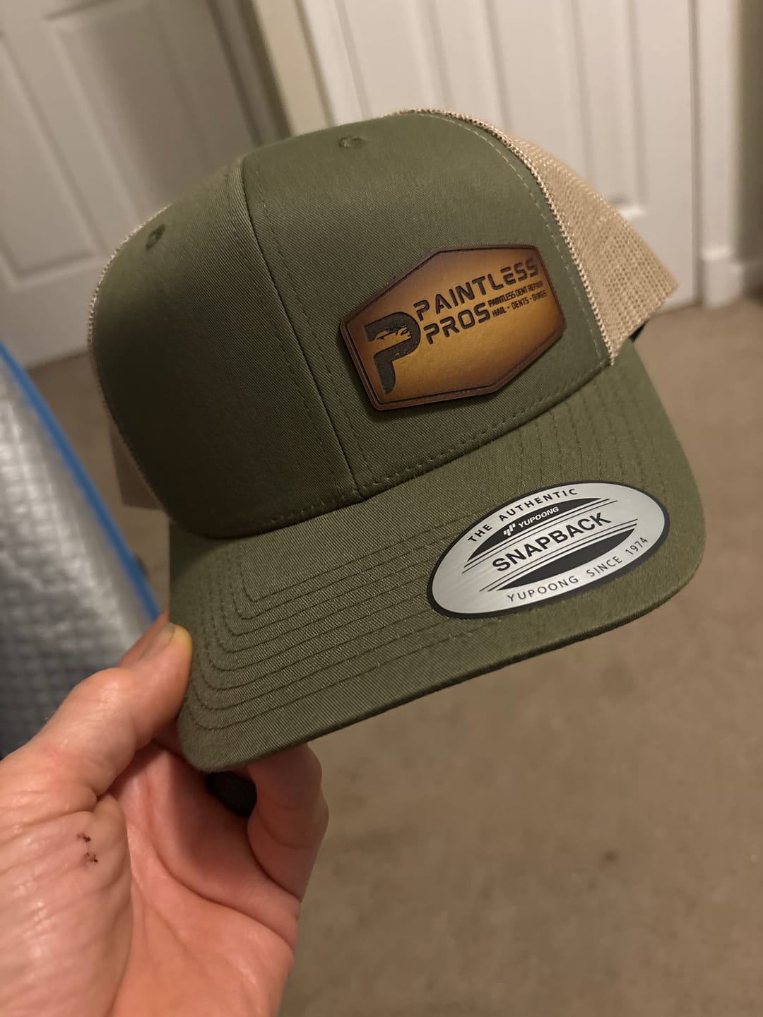 Customer photo review of (6 Pack) Custom Leather Patch Hats Wholesale