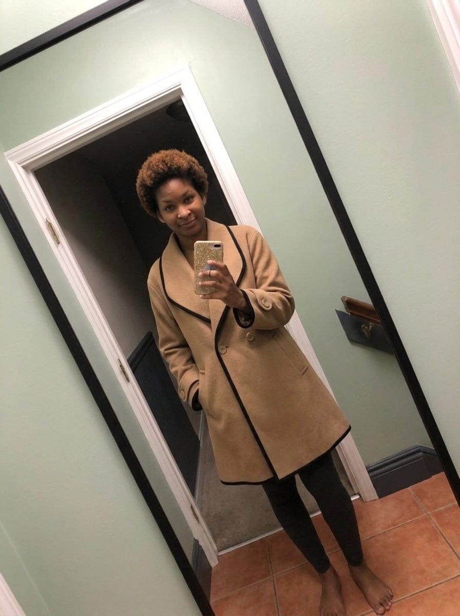 Customer photo review of Women's Belted Warm Wool-Blend Coat Oversized Fit