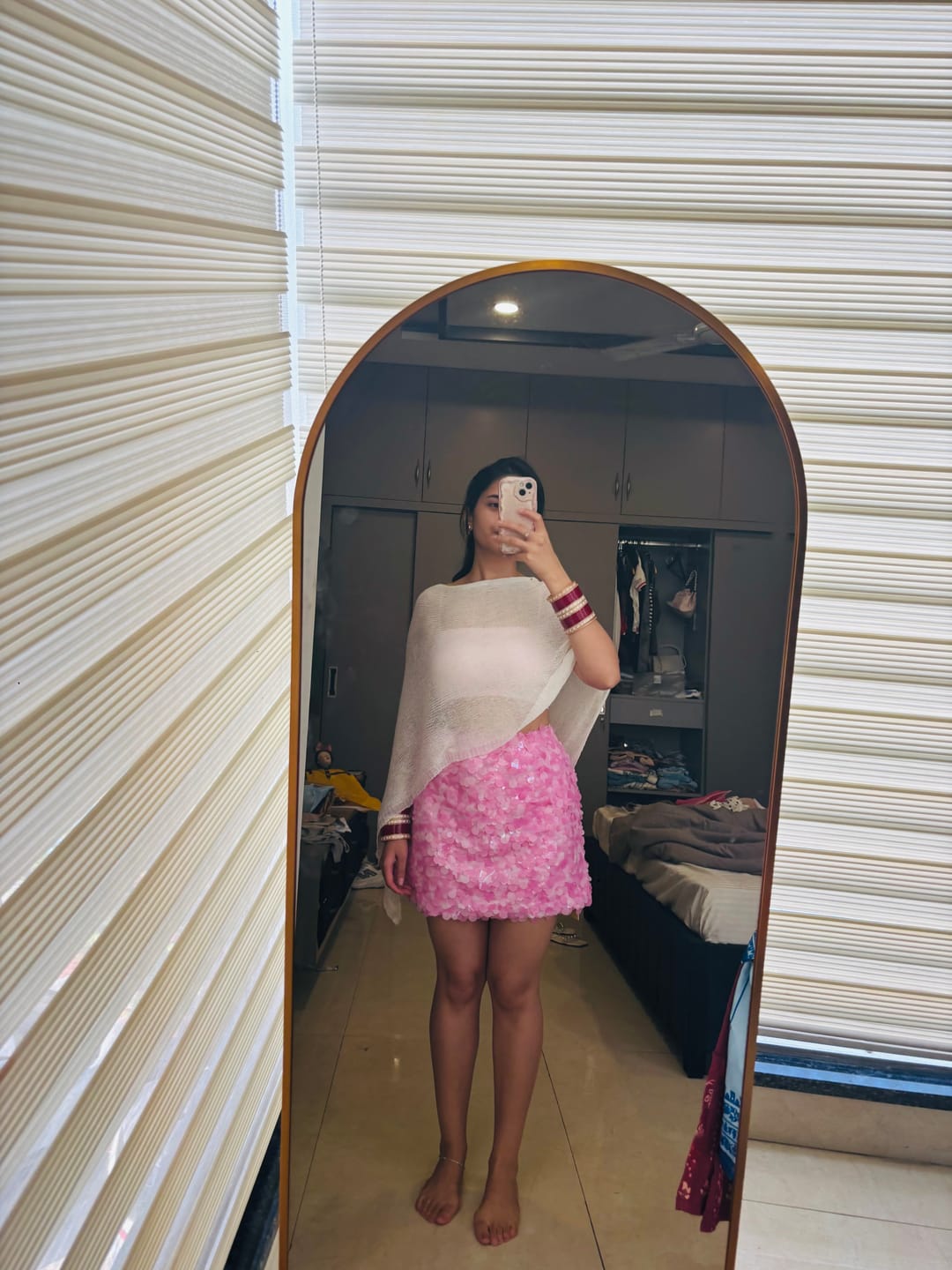 Customer photo review of Anais Sequin Mini Skirt