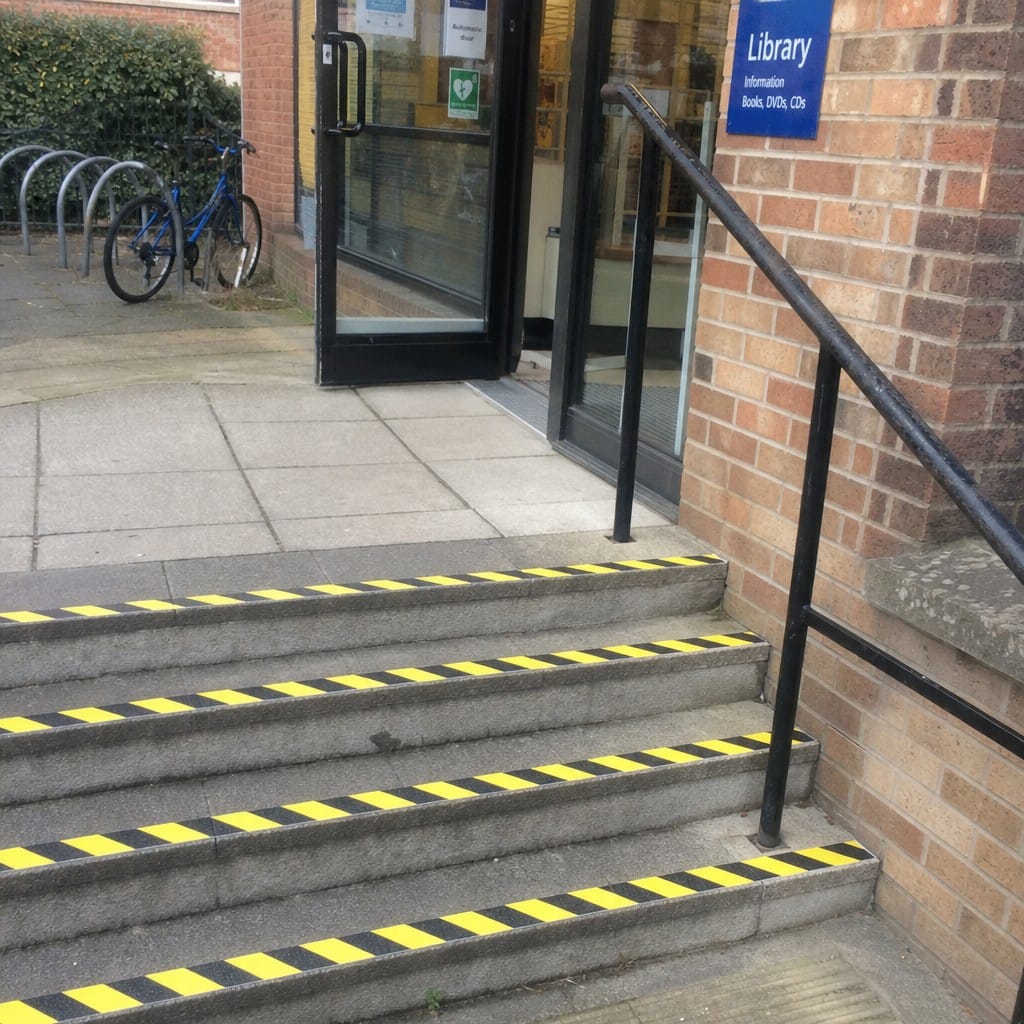 Customer photo review of Black & Yellow Anti-Slip Tape | Chevron Hazard Pattern | Silicon Carbide | 18.3m