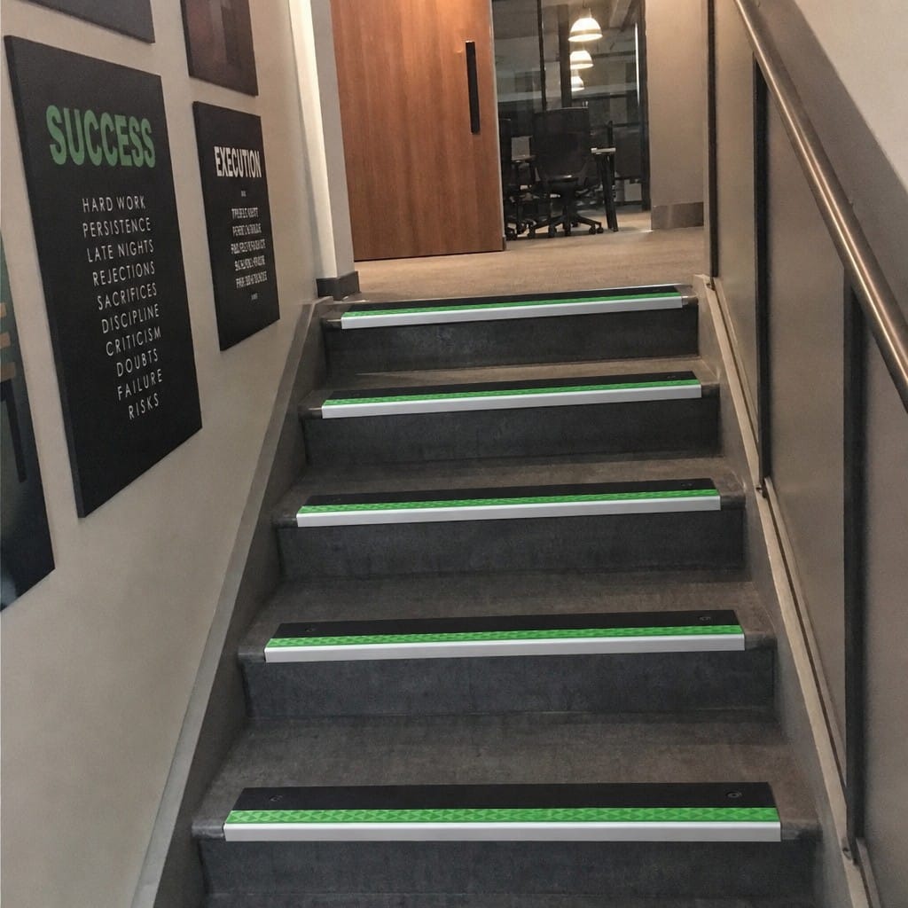 Customer photo review of Aluminium Stair Nosing 66x32mm Ramped Anti Slip Glow Edge