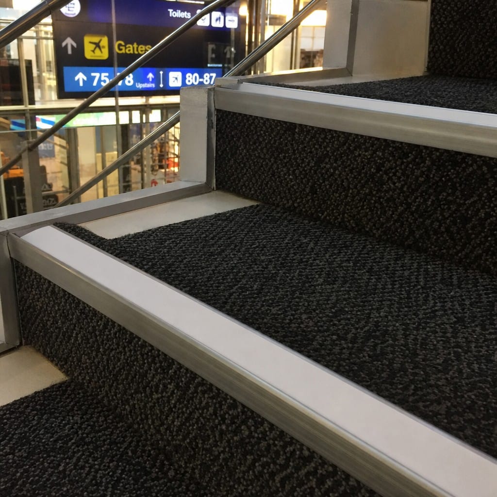 Customer photo review of Square Aluminium Stair Nosing 3.22m 50mm Riser Anti Slip