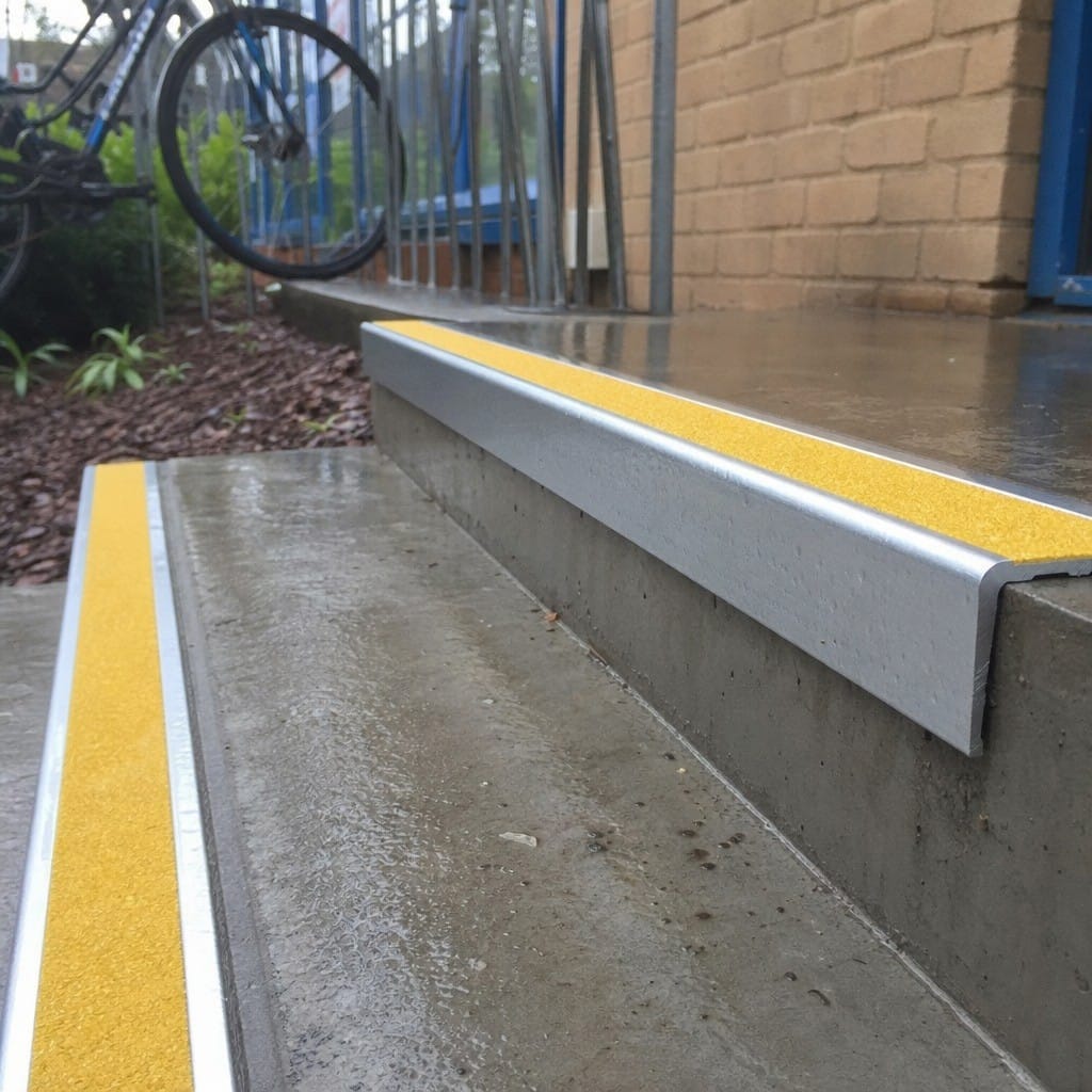 Customer photo review of External Grade Aluminium Stair Nosing 68x33mm Silicone Carbide