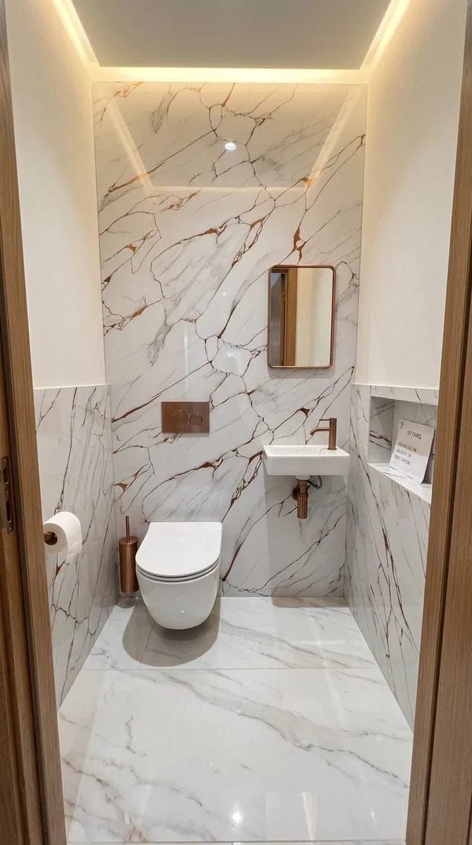 Customer photo review of Panneau PVC - Effet Marbre Blanc Gris - 250 x 120 cm – 100% Imperméable - 15 ans Garantie