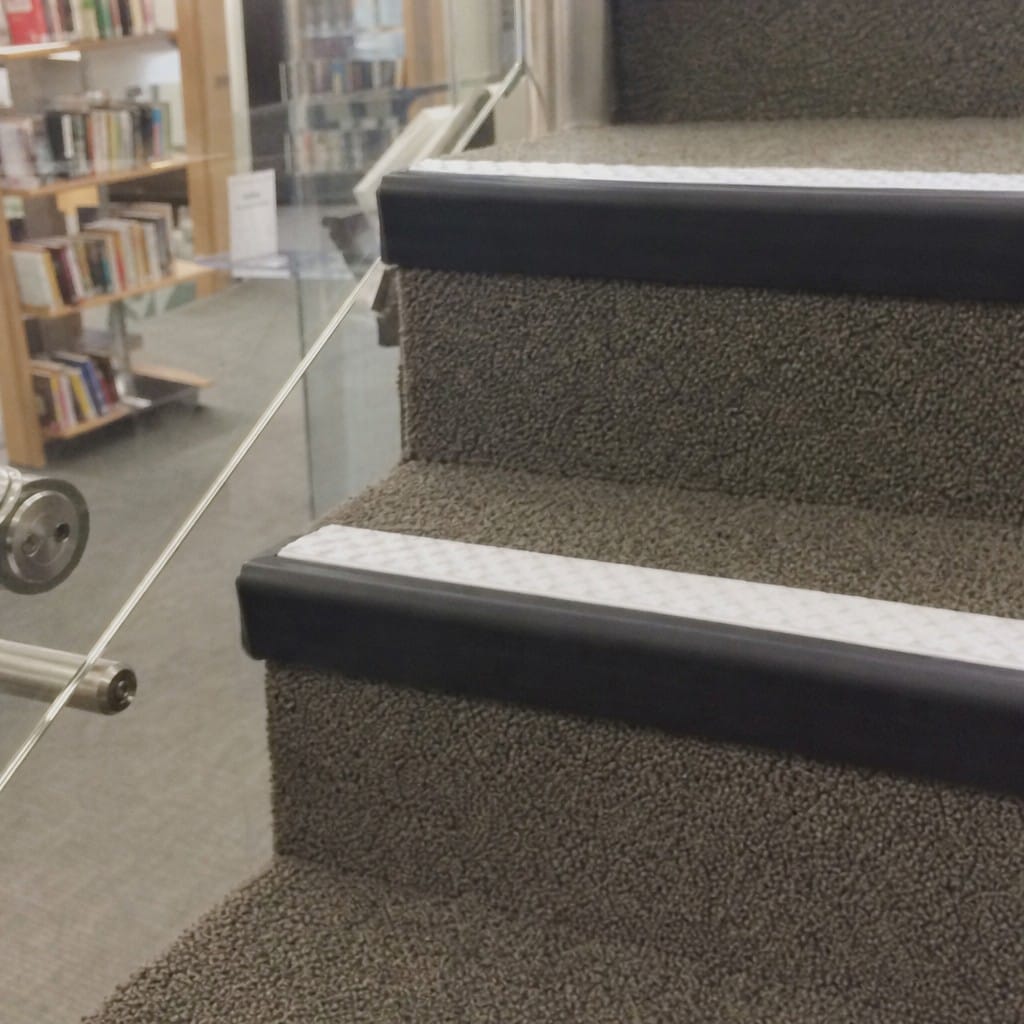 Customer photo review of Anti Slip Stair Nosing 67x32mm Black PVC Ramped, 13 Insert Colours