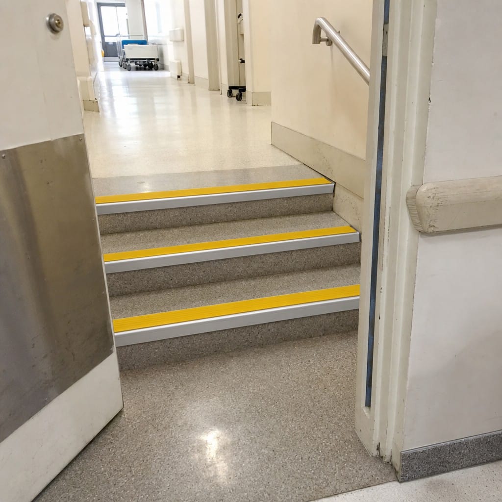 Customer photo review of Aluminium Stair Nosing 70x40mm Bullnose, Anti-Slip PVC Insert, 11 Colours