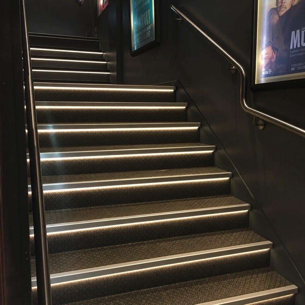 Customer photo review of Light Up LED Stair Nosing 9mm x 20mm Aluminium Commercial