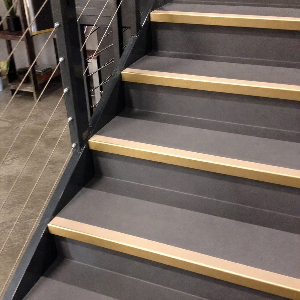 Customer photo review of Square Aluminium Stair Nosing 2.75m 50mm Riser PVC Insert