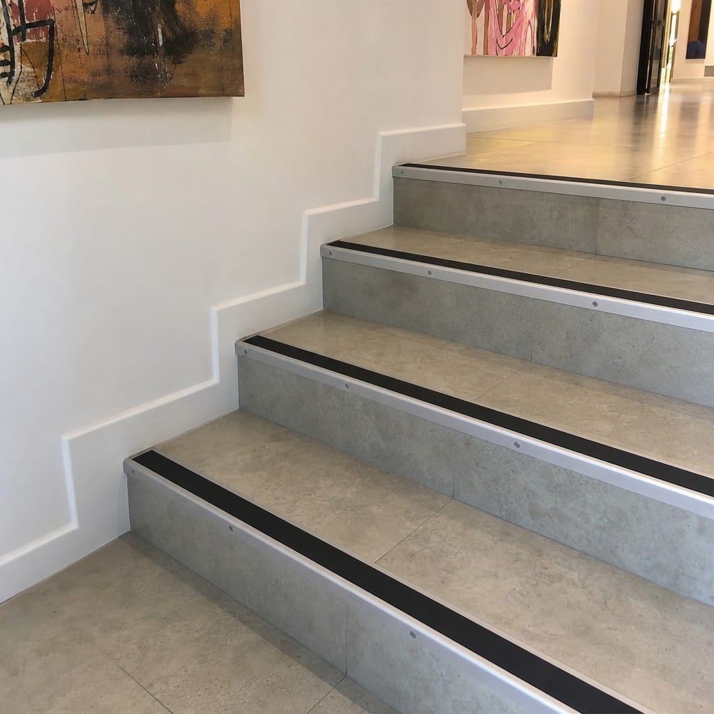 Customer photo review of Aluminium Stair Nosing 56x33mm Straight Edge Commercial, 4 Lengths