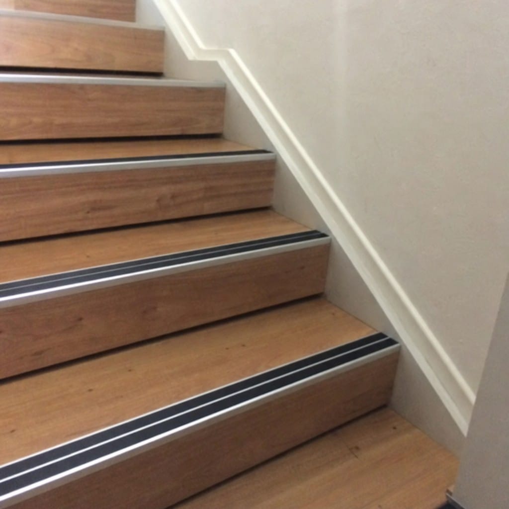 Customer photo review of Aluminium Stair Nosing 88x32mm Square Edge Twin Anti Slip Insert
