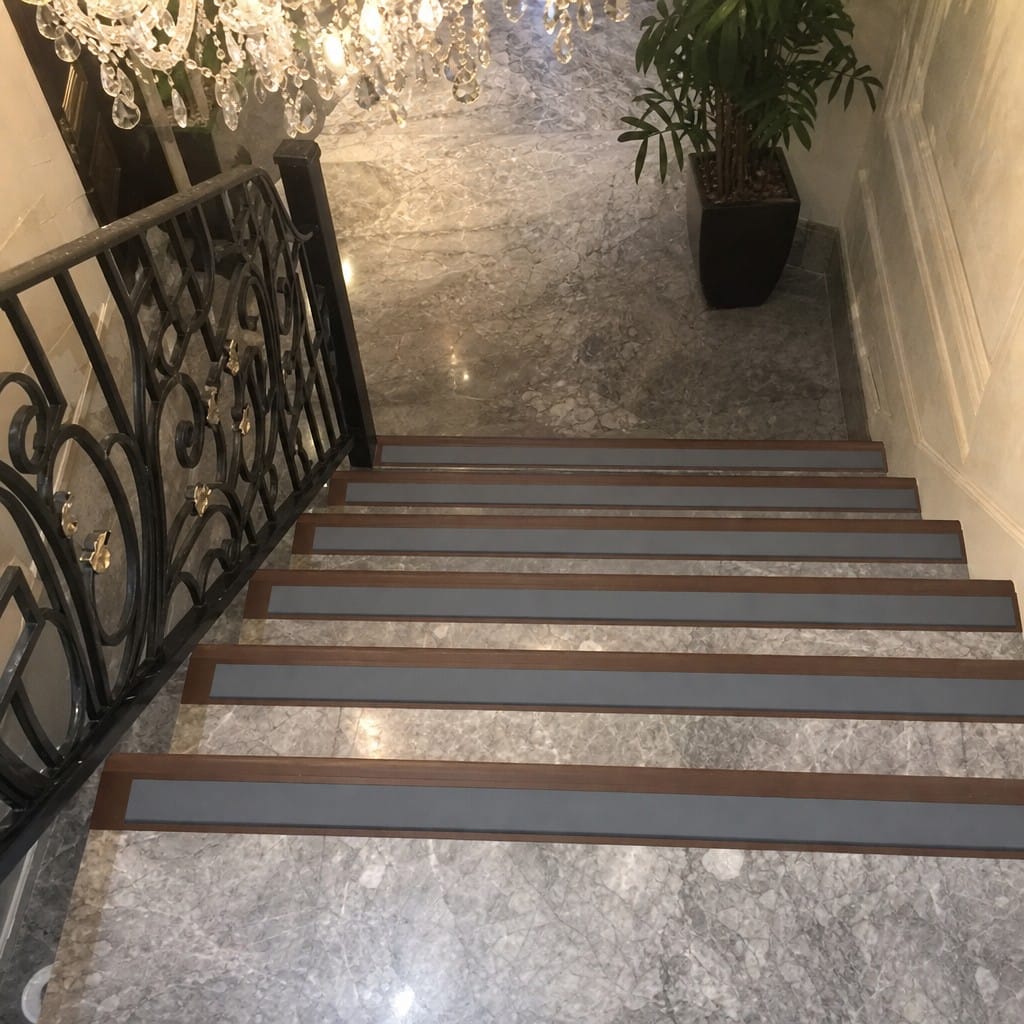 Customer photo review of Bullnose Stair Nosing 2.75m Aluminium 53mm Double Insert
