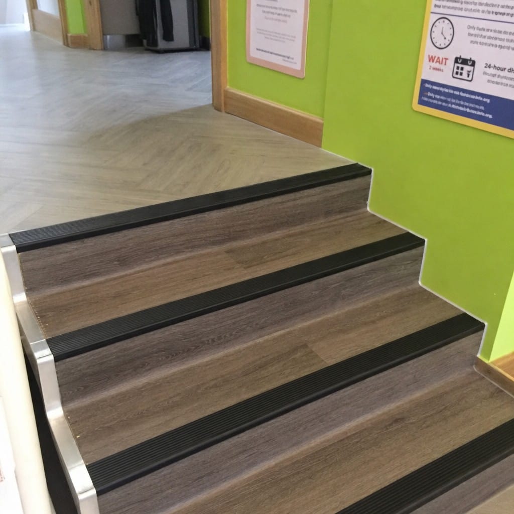 Customer photo review of Black Flexible PVC Stair Nosing 62mm – Anti-Slip Step Edging for LVT, Vinyl & Laminate Stairs | 1m & 2.7m
