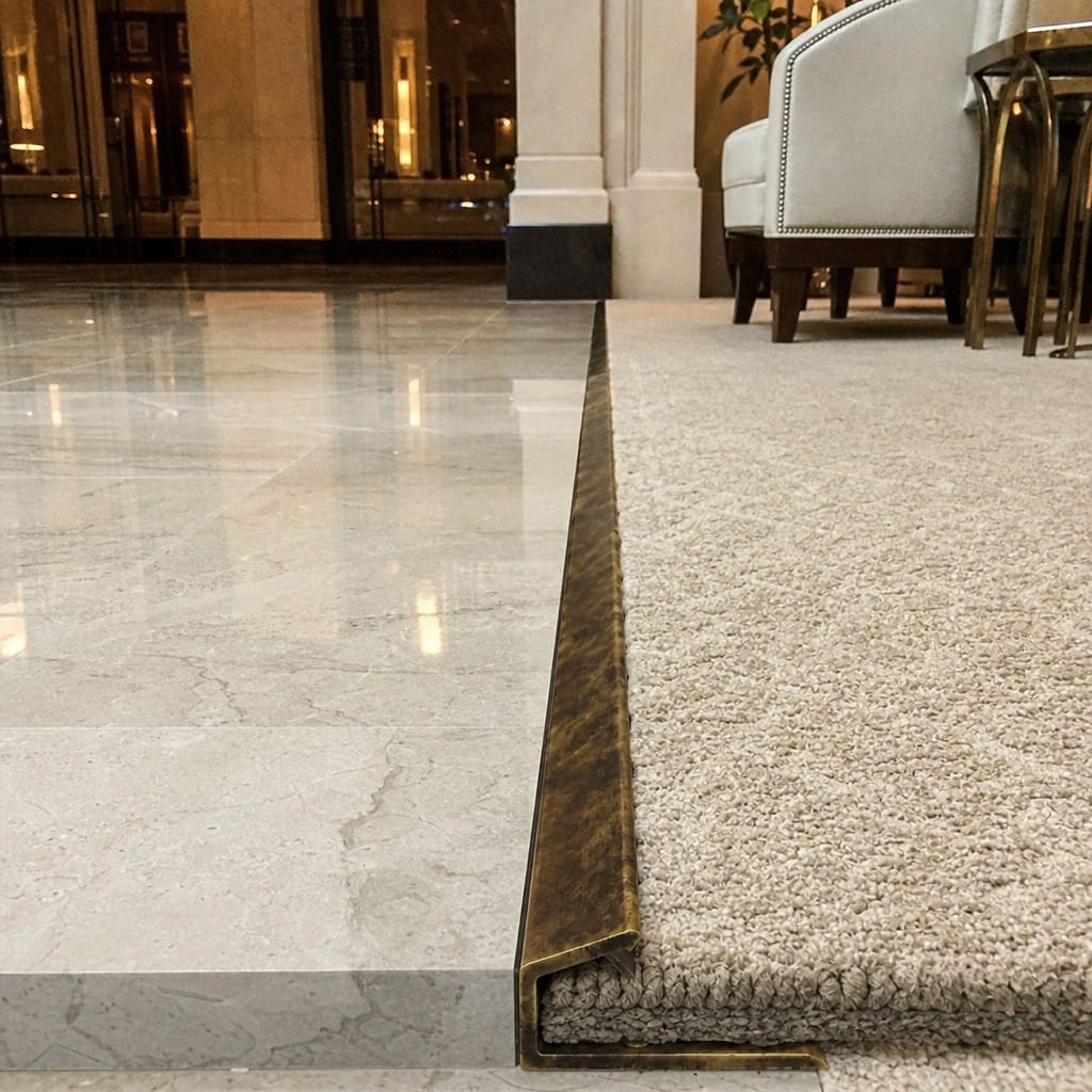 Customer photo review of Solid Brass Carpet Edge Trim 13mm Square Edge, Carpet to Tile