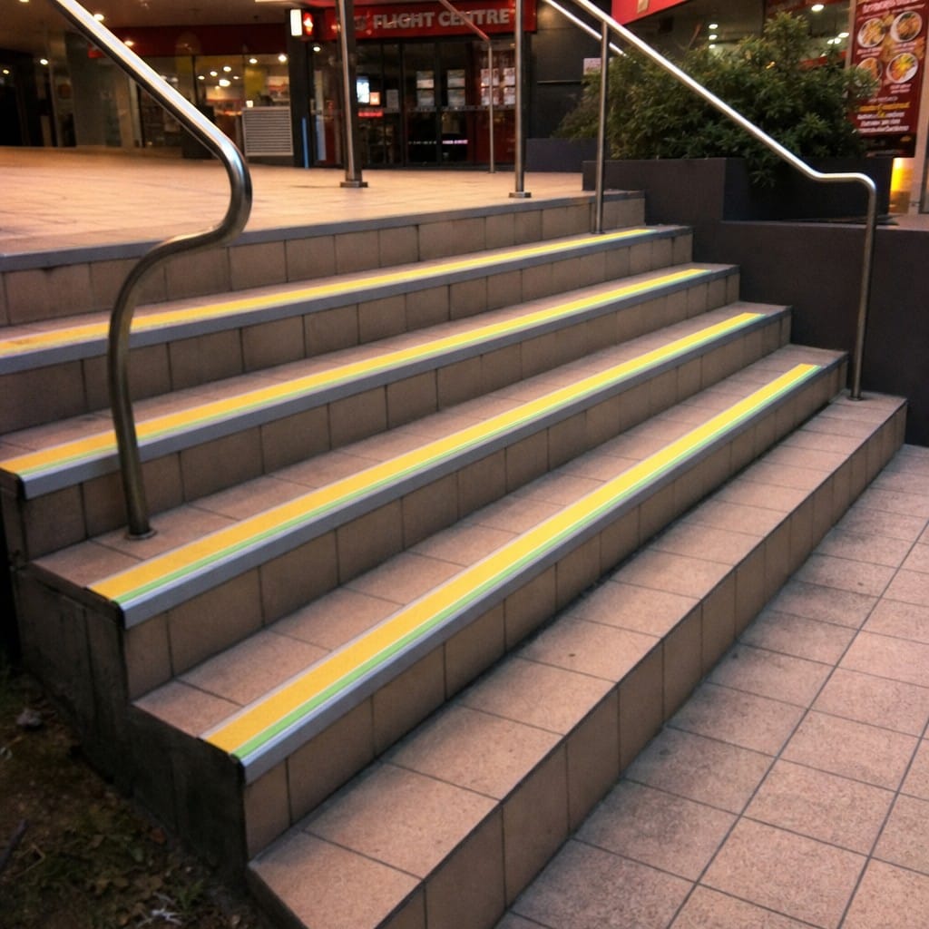 Customer photo review of Aluminium Stair Nosing 67x55mm External Rake Back, Coarse Grit Insert
