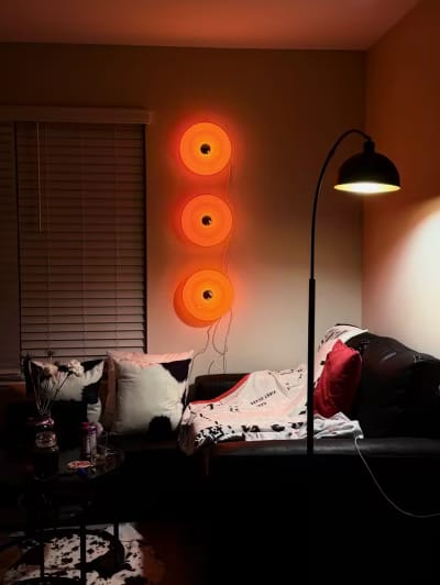 Customer photo review of Bauhaus Style Glass Donut Table Lamp