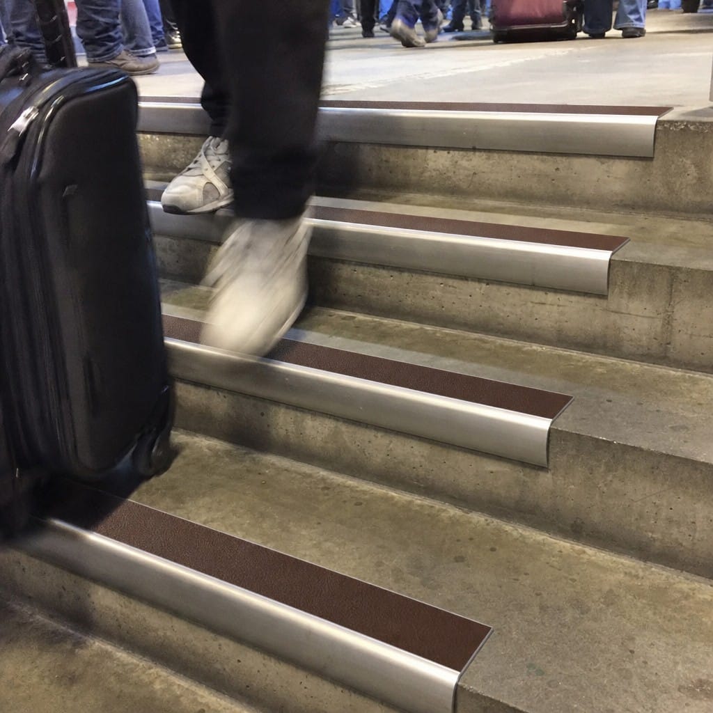 Customer photo review of Aluminium Stair Nosing 69x40mm Bullnose Anti Slip PVC Insert