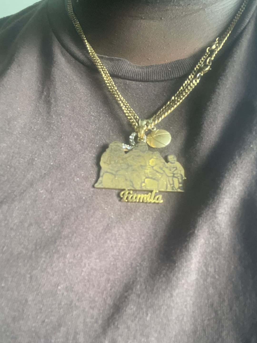 Customer photo review of Custom Photo Engraved Pendant Necklace