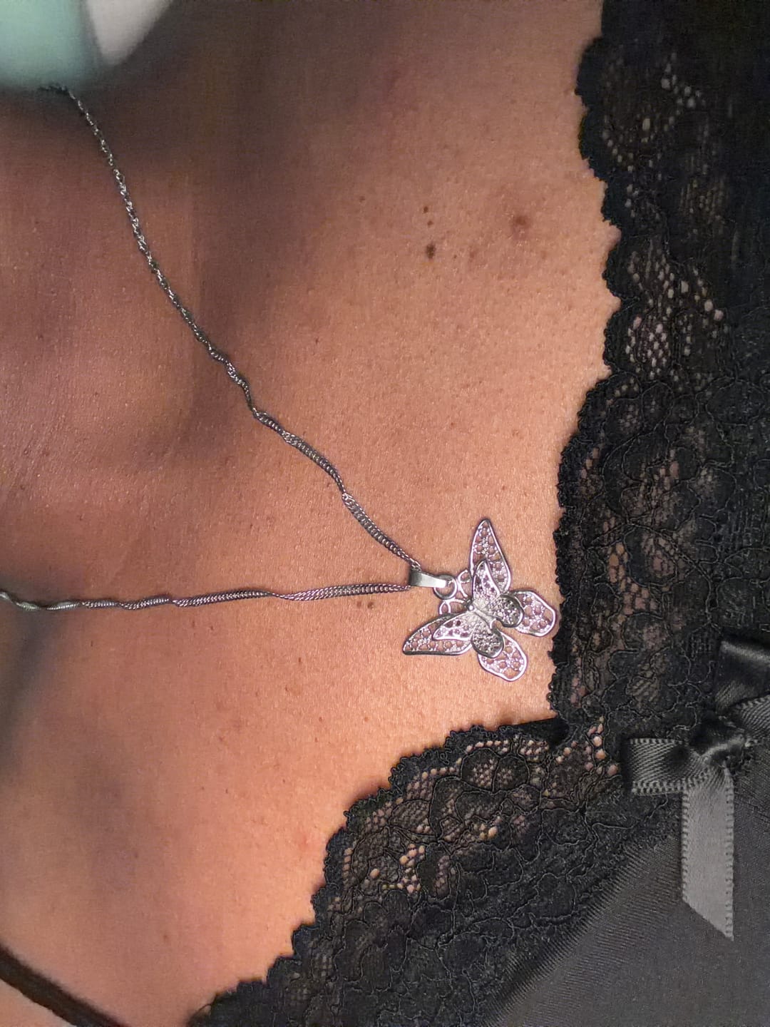 Customer photo review of Butterfly Pendant Necklace