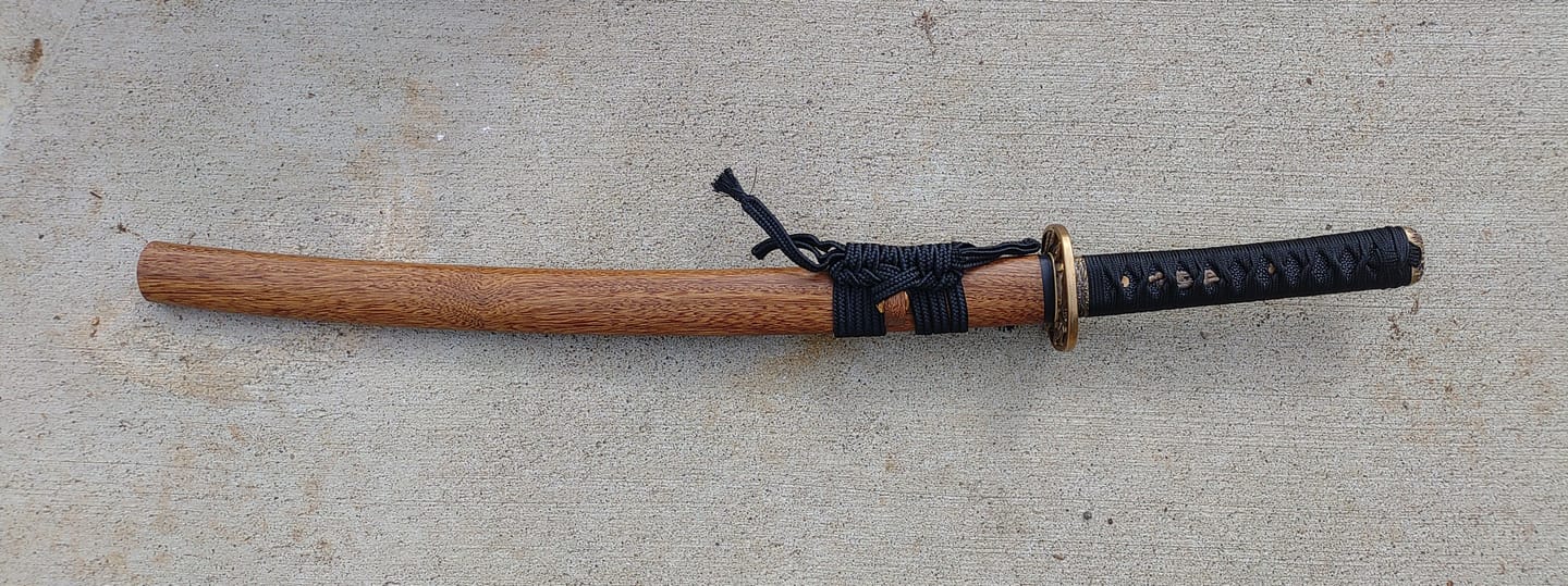 Customer photo review of The Batsusora Handmade Katana Wakizashi Clay Tempered T10 Steel