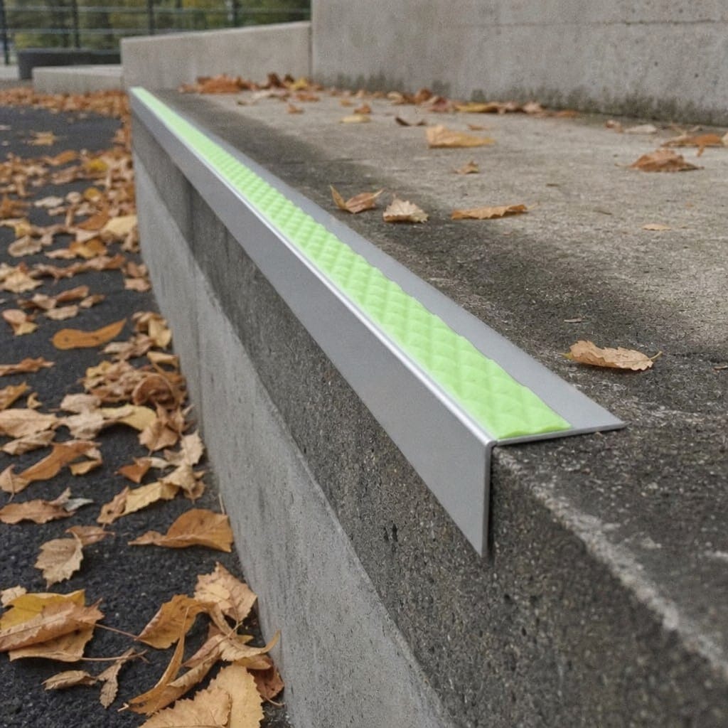 Customer photo review of Aluminium Stair Nosing 56x55mm Outdoor Deep Riser Glow Edge