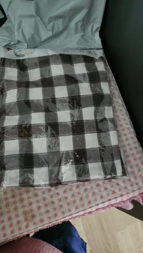 Customer photo review of Tablier Japonais Long à Carreaux Marron