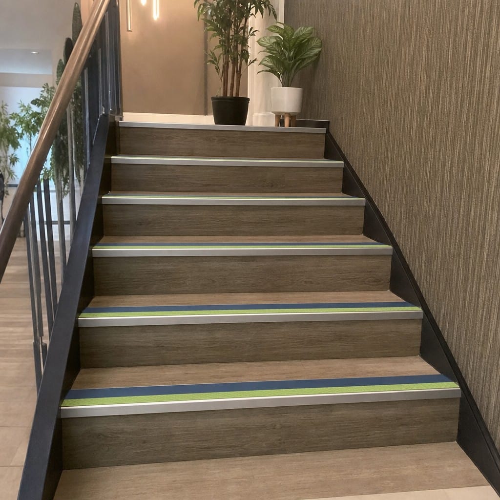 Customer photo review of Screw Fit Aluminium Anti-Slip Stair Nosing 60mm x 32mm | PVC Insert | 11 Colours